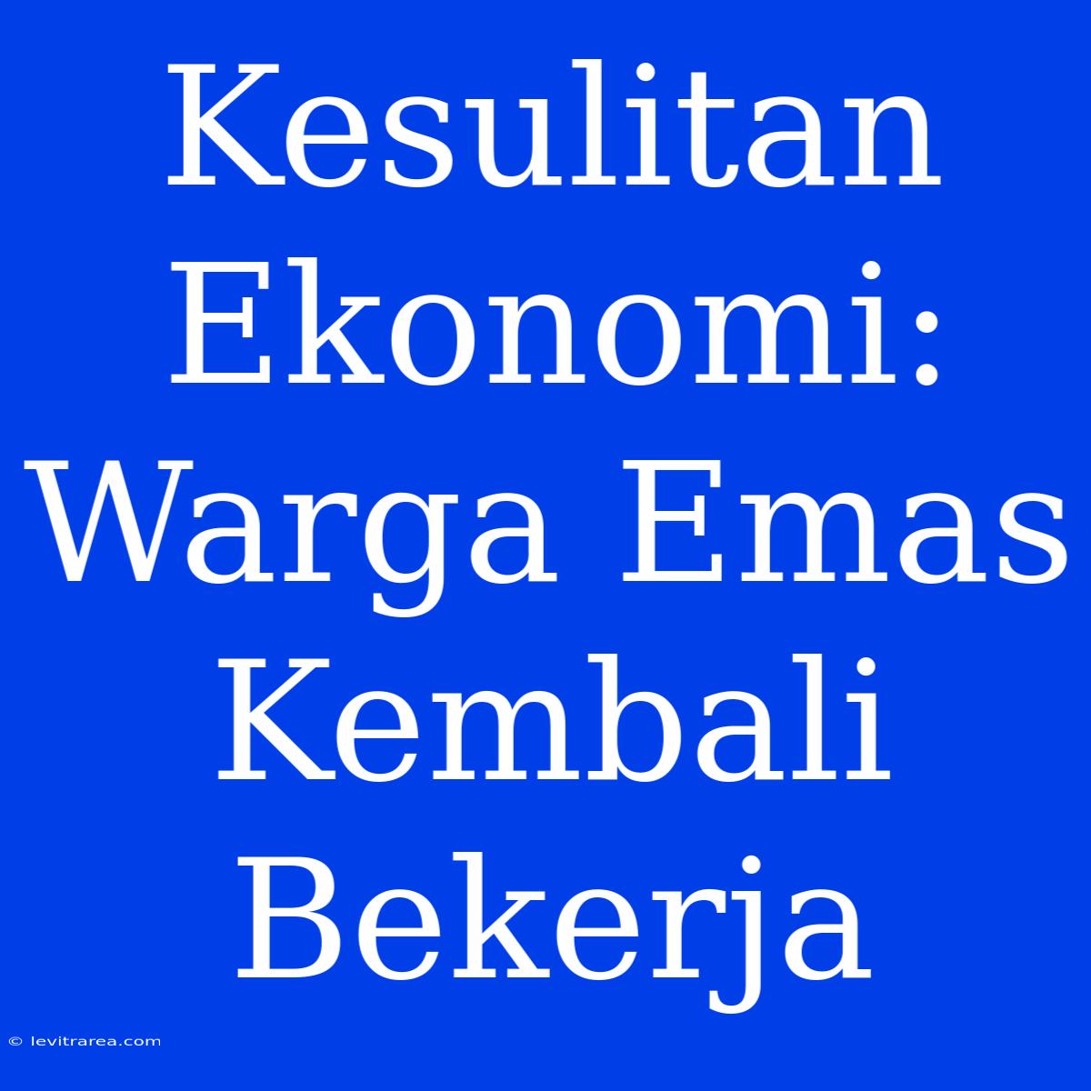 Kesulitan Ekonomi: Warga Emas Kembali Bekerja 