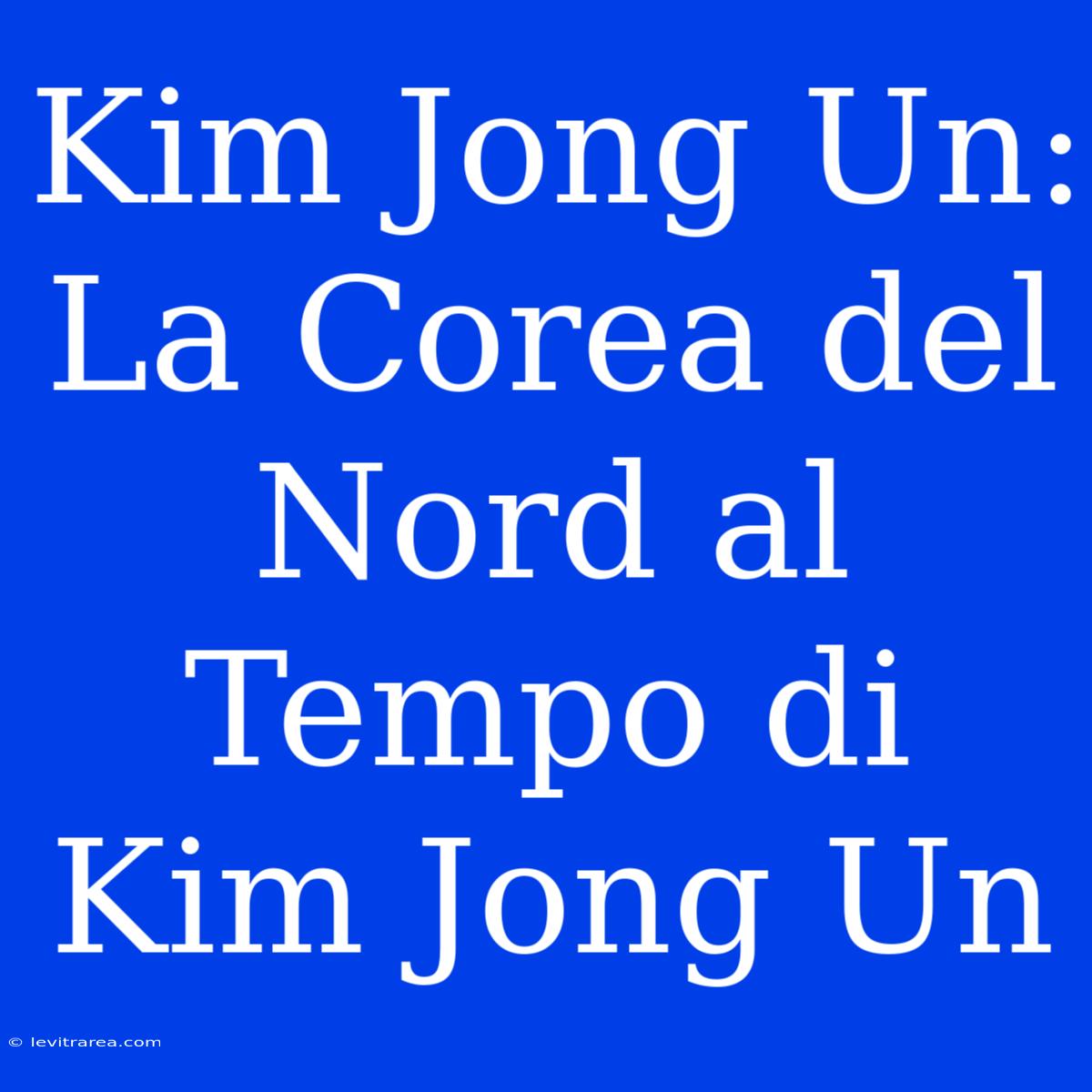 Kim Jong Un: La Corea Del Nord Al Tempo Di Kim Jong Un 