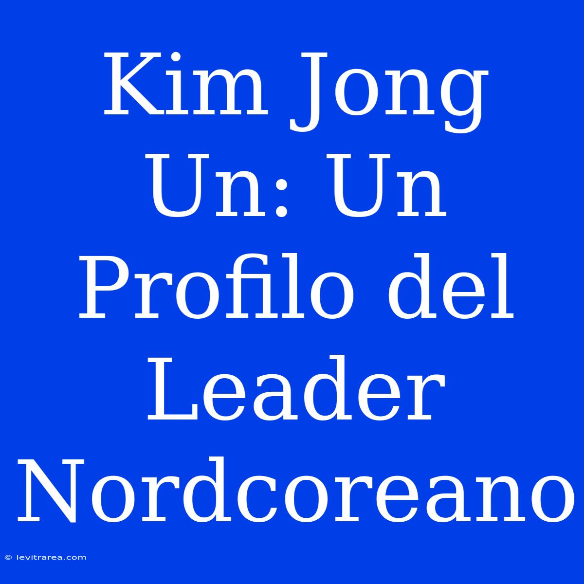 Kim Jong Un: Un Profilo Del Leader Nordcoreano