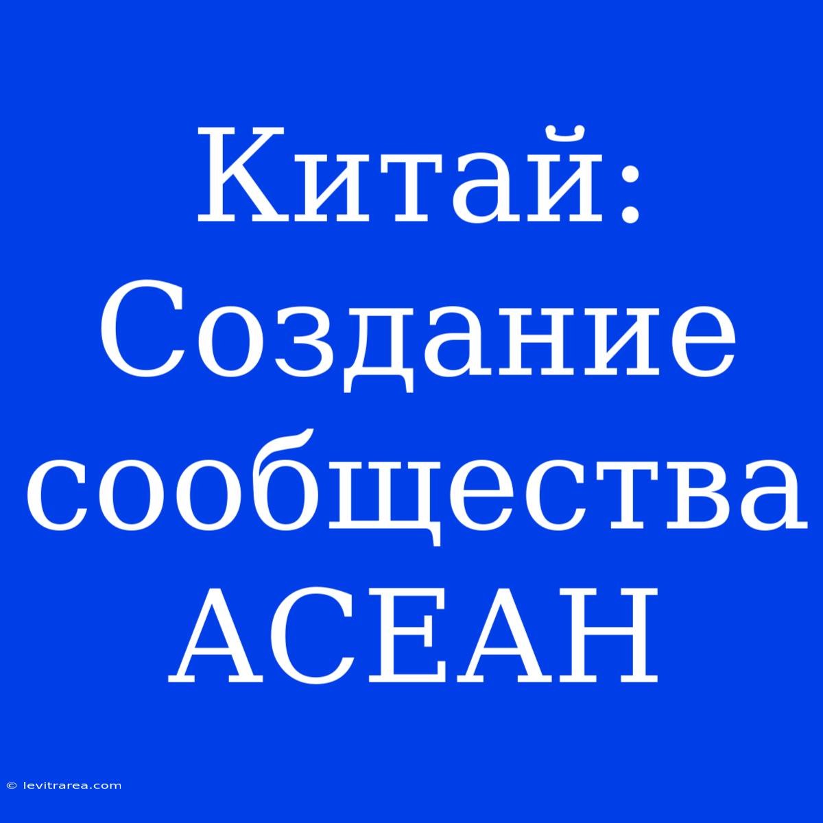 Китай: Создание Сообщества АСЕАН