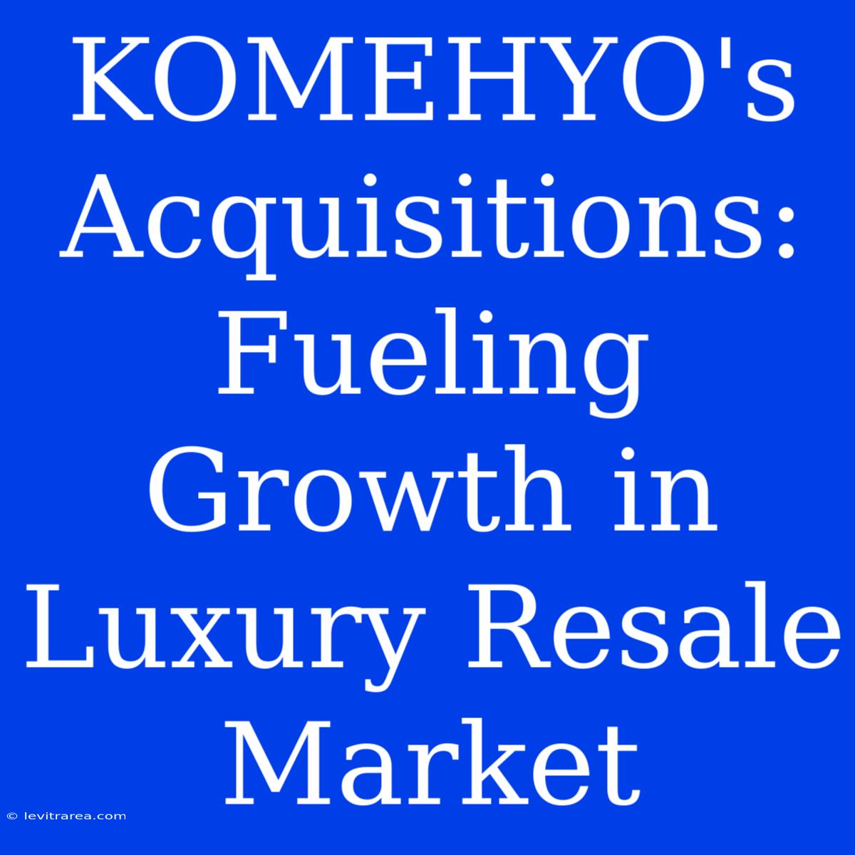 KOMEHYO's Acquisitions: Fueling Growth In Luxury Resale Market