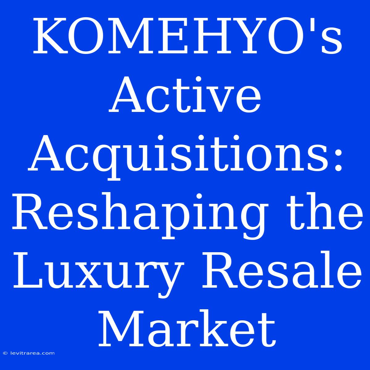 KOMEHYO's Active Acquisitions: Reshaping The Luxury Resale Market