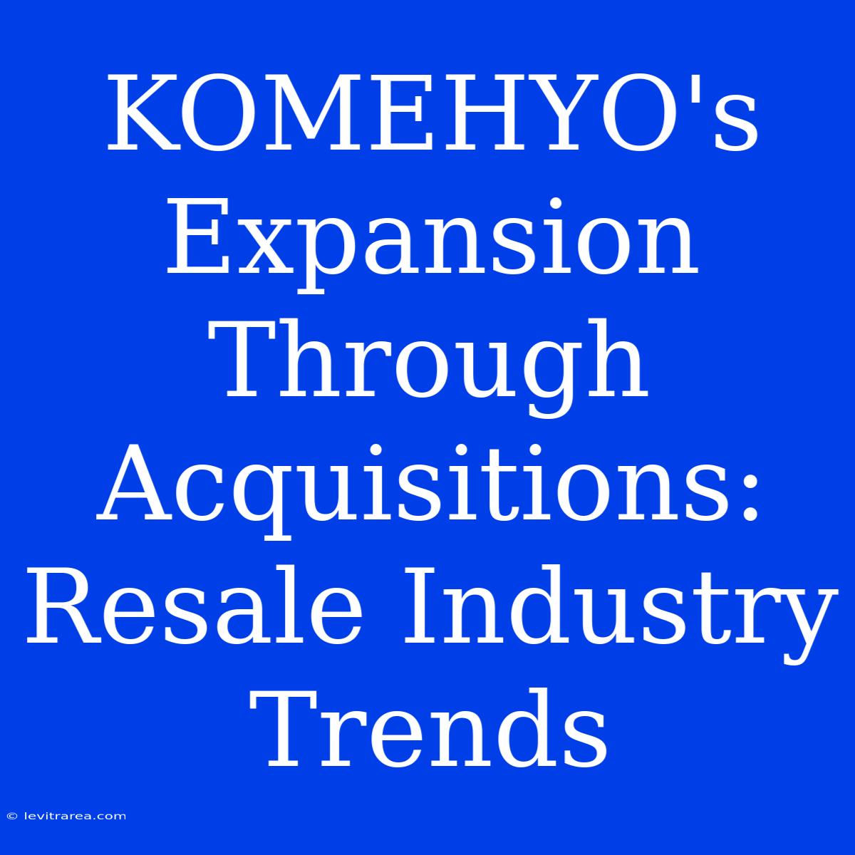 KOMEHYO's Expansion Through Acquisitions: Resale Industry Trends