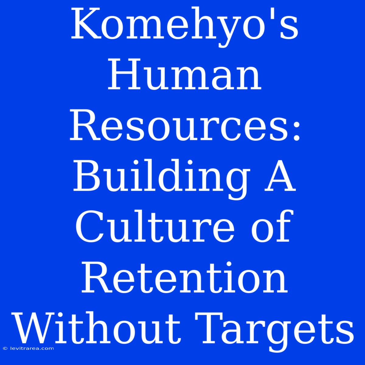 Komehyo's Human Resources: Building A Culture Of Retention Without Targets 