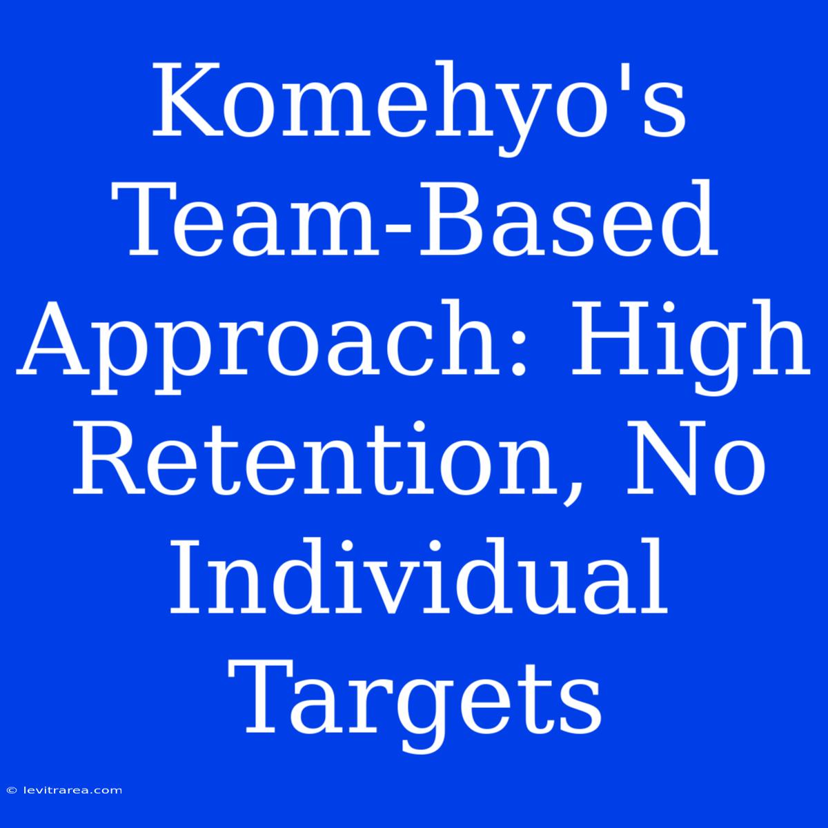 Komehyo's Team-Based Approach: High Retention, No Individual Targets