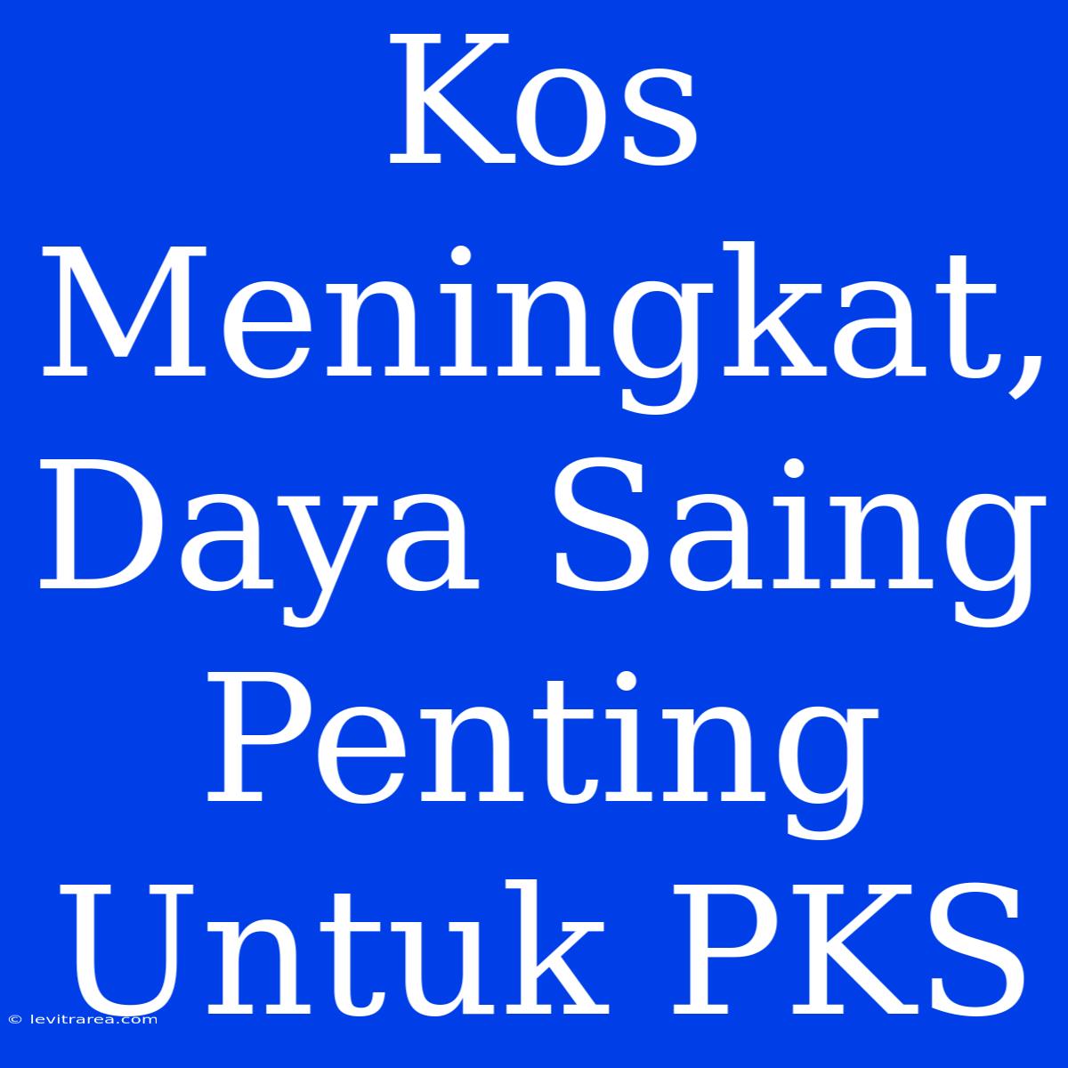 Kos Meningkat, Daya Saing Penting Untuk PKS