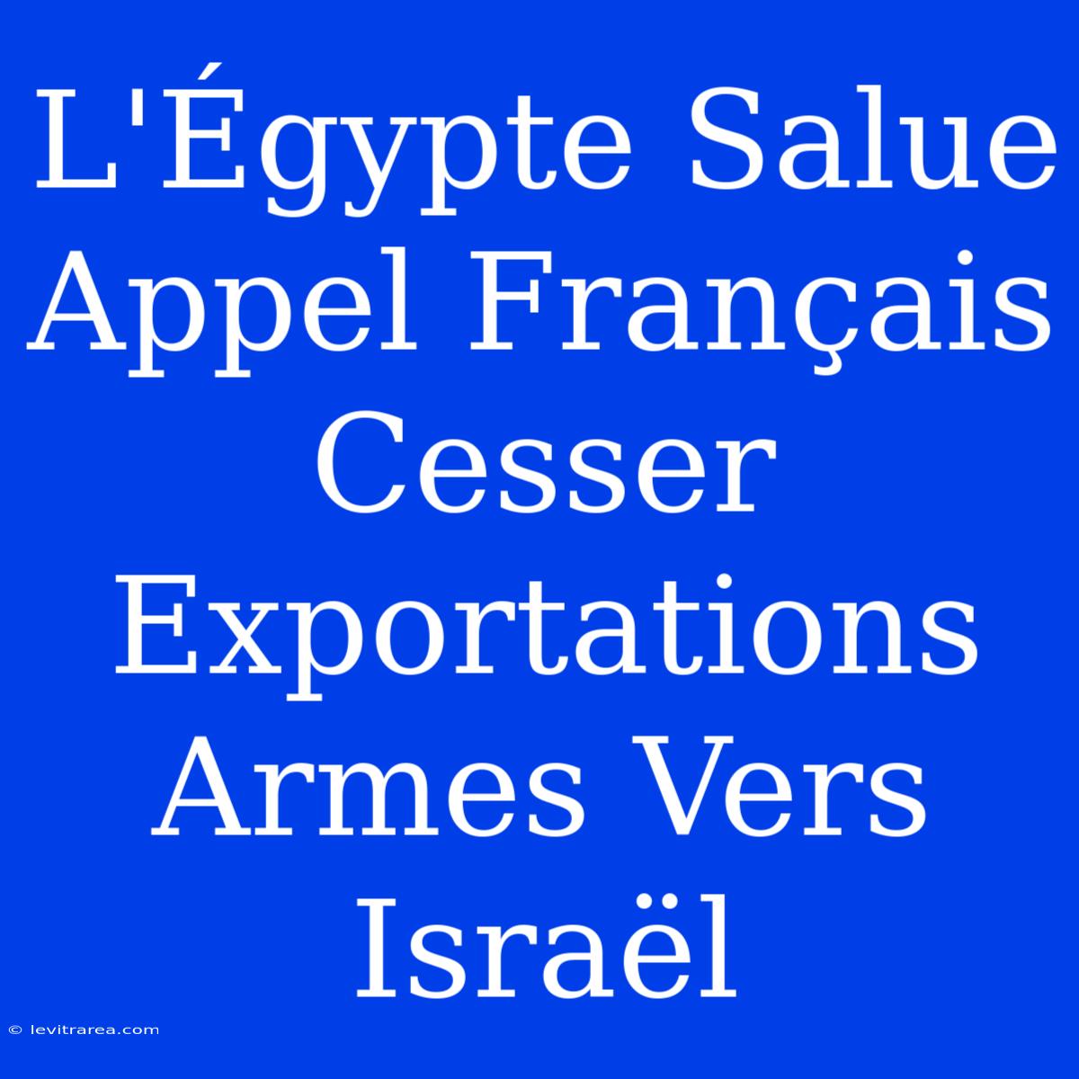 L'Égypte Salue Appel Français Cesser Exportations Armes Vers Israël