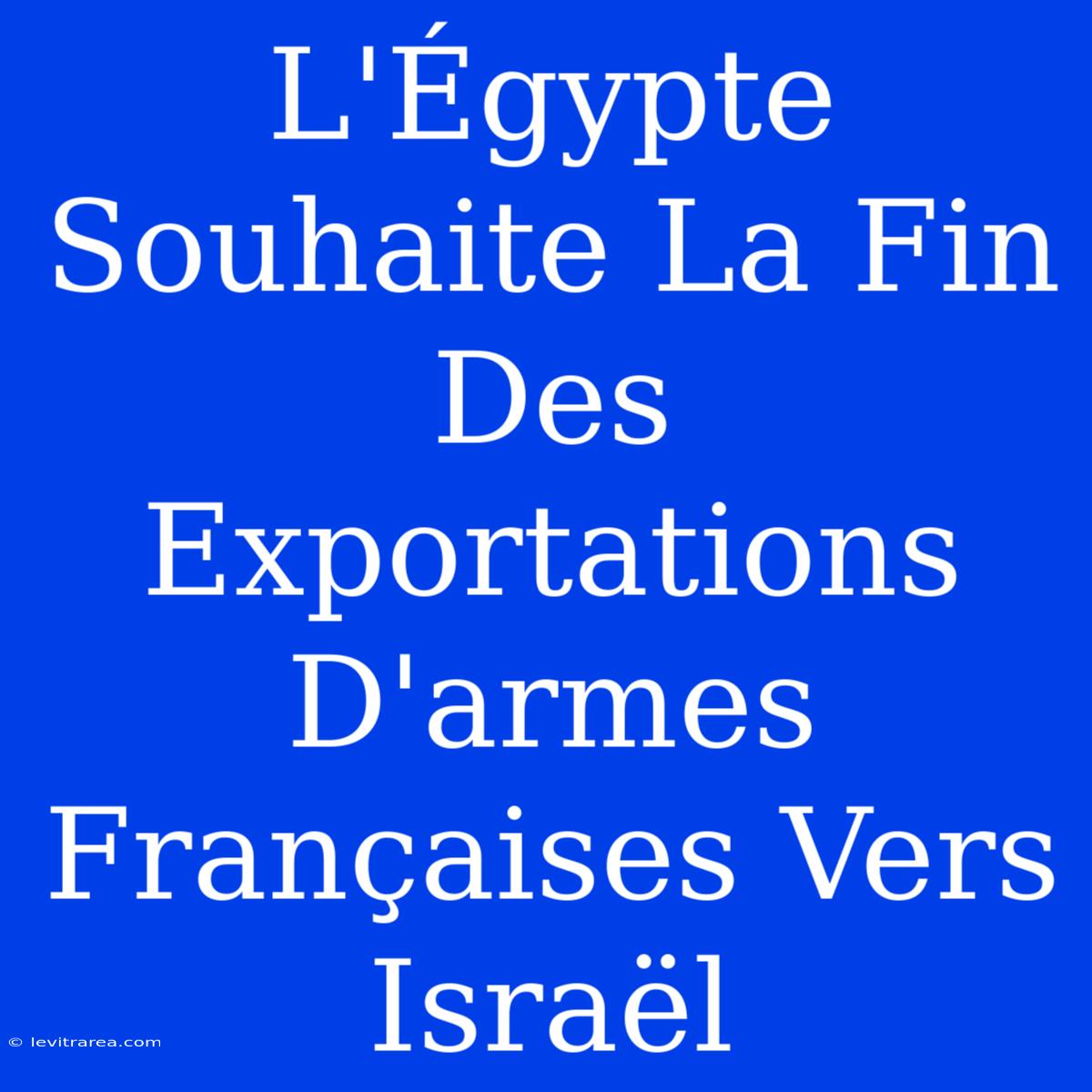 L'Égypte Souhaite La Fin Des Exportations D'armes Françaises Vers Israël