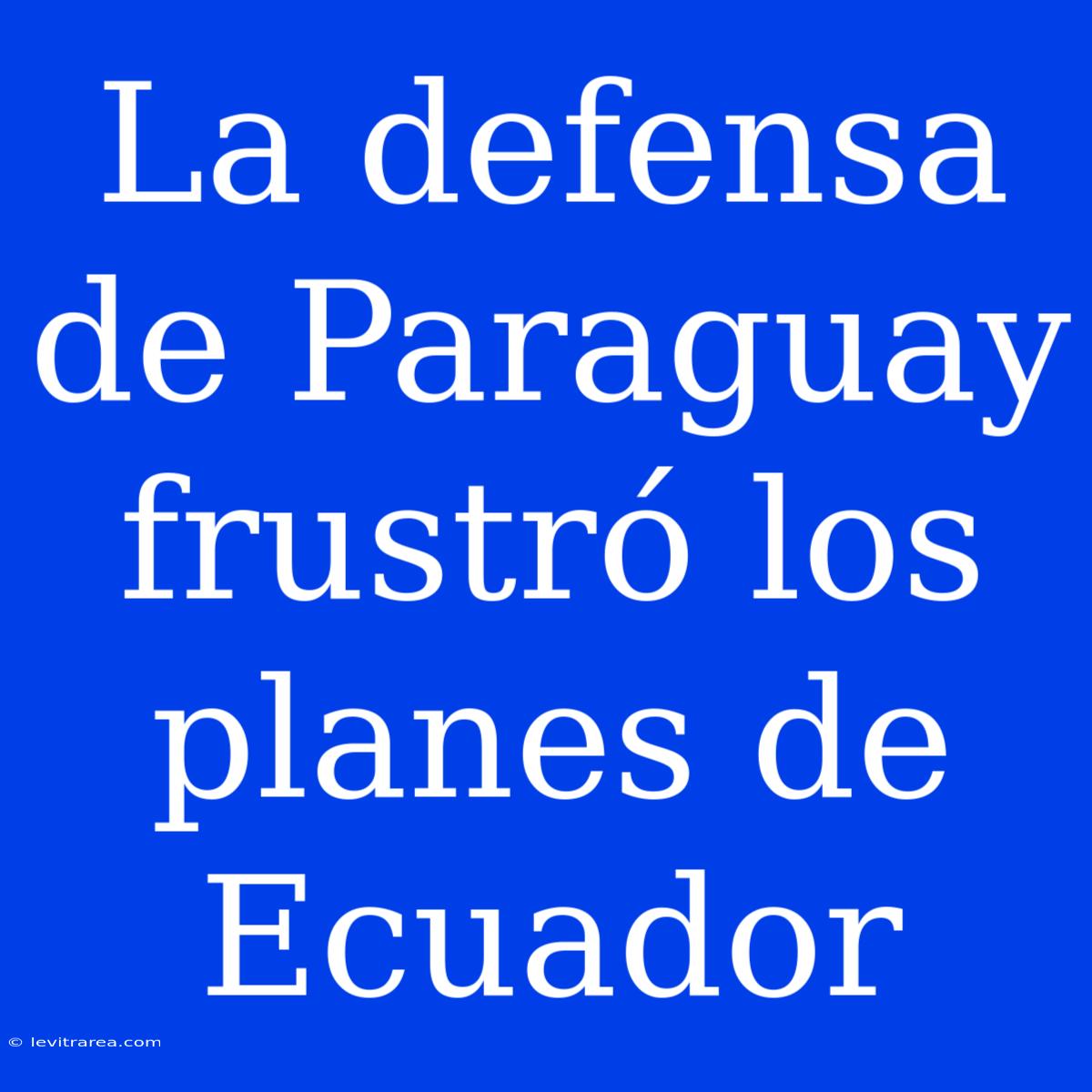 La Defensa De Paraguay Frustró Los Planes De Ecuador 