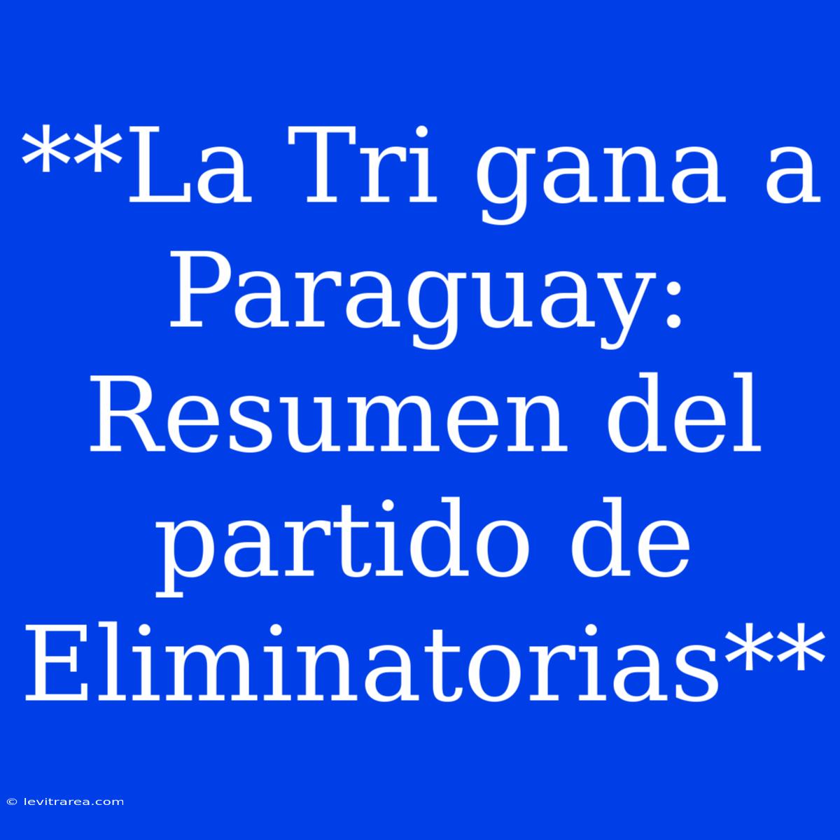 **La Tri Gana A Paraguay: Resumen Del Partido De Eliminatorias**