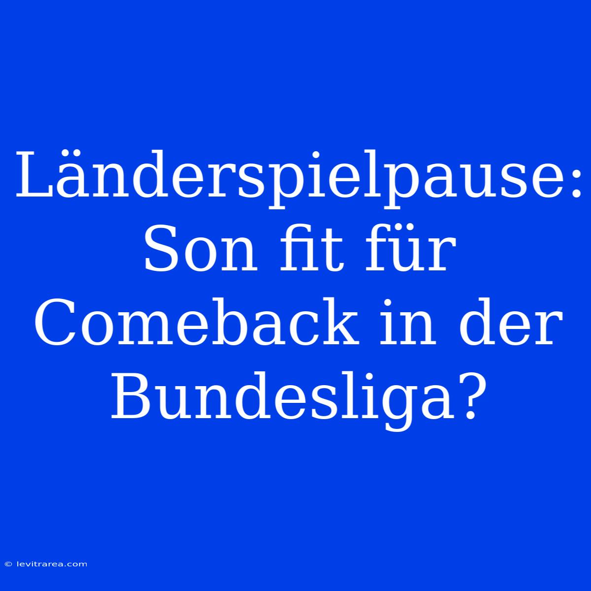 Länderspielpause: Son Fit Für Comeback In Der Bundesliga?