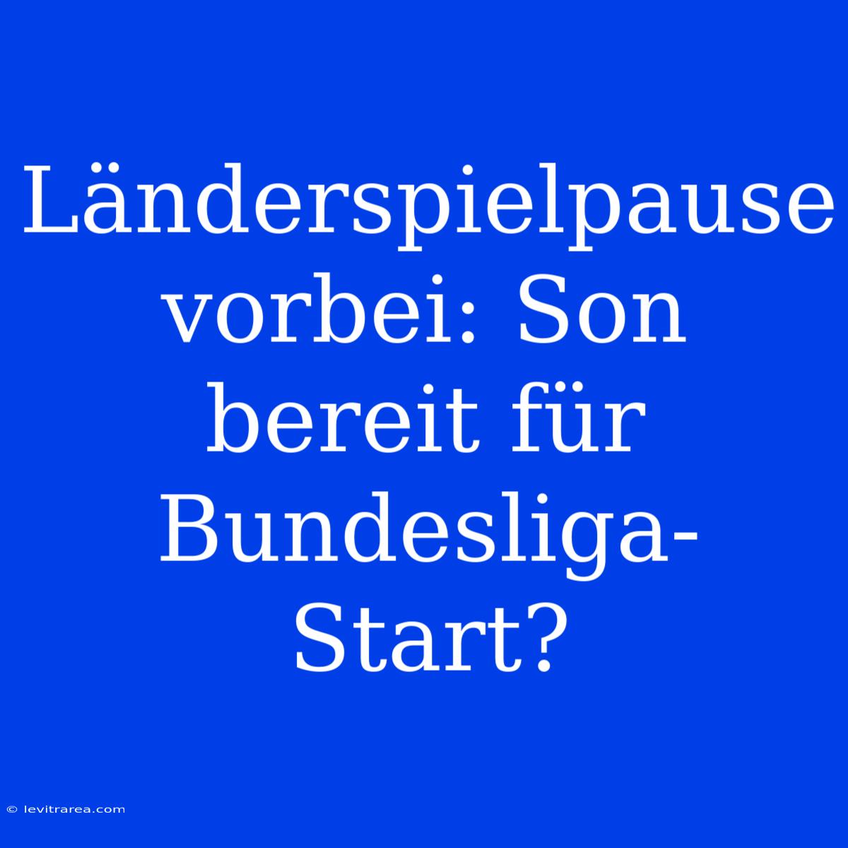 Länderspielpause Vorbei: Son Bereit Für Bundesliga-Start?