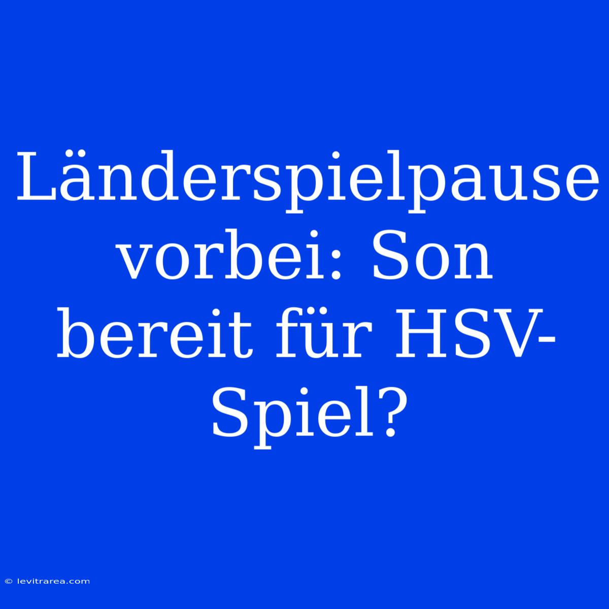 Länderspielpause Vorbei: Son Bereit Für HSV-Spiel?