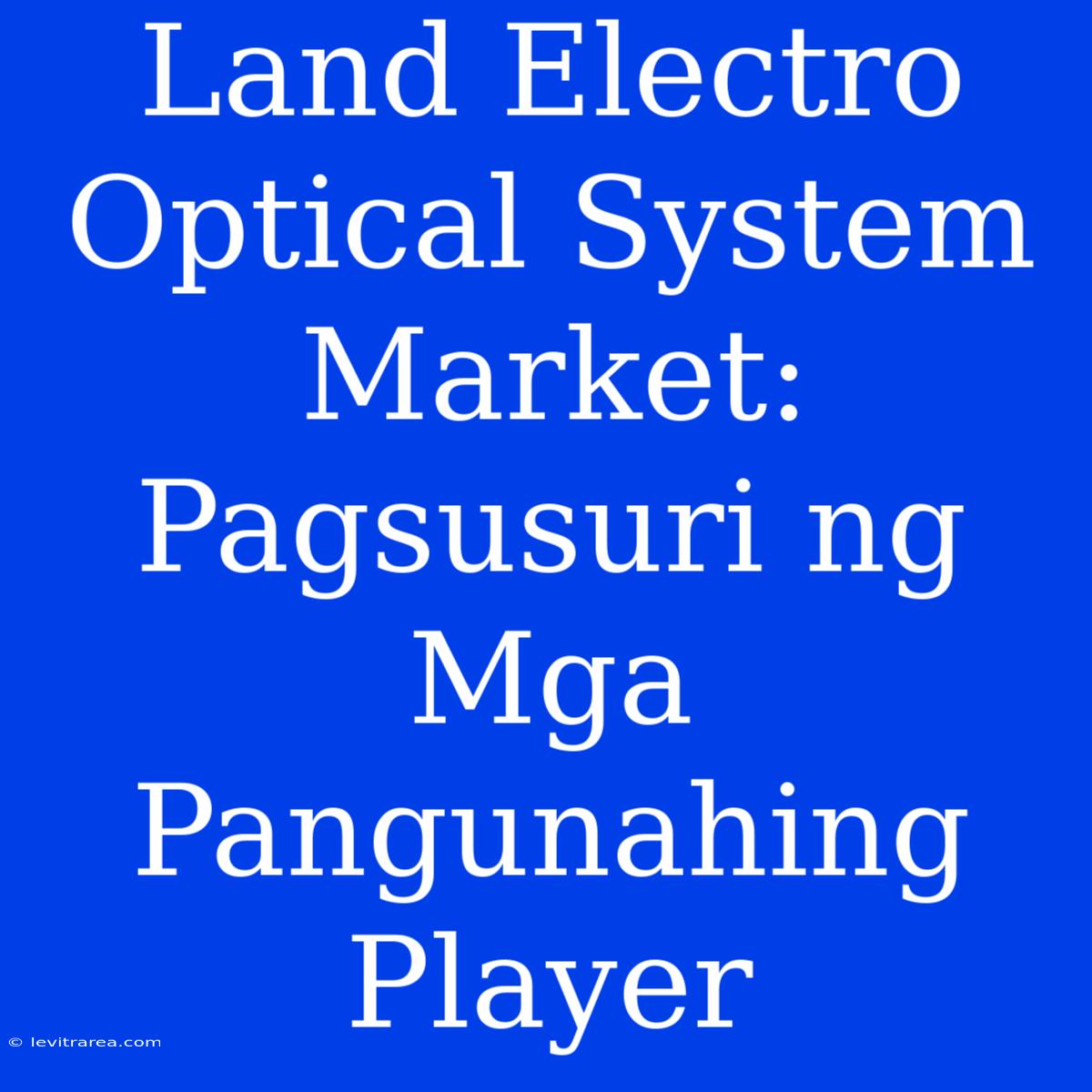 Land Electro Optical System Market: Pagsusuri Ng Mga Pangunahing Player