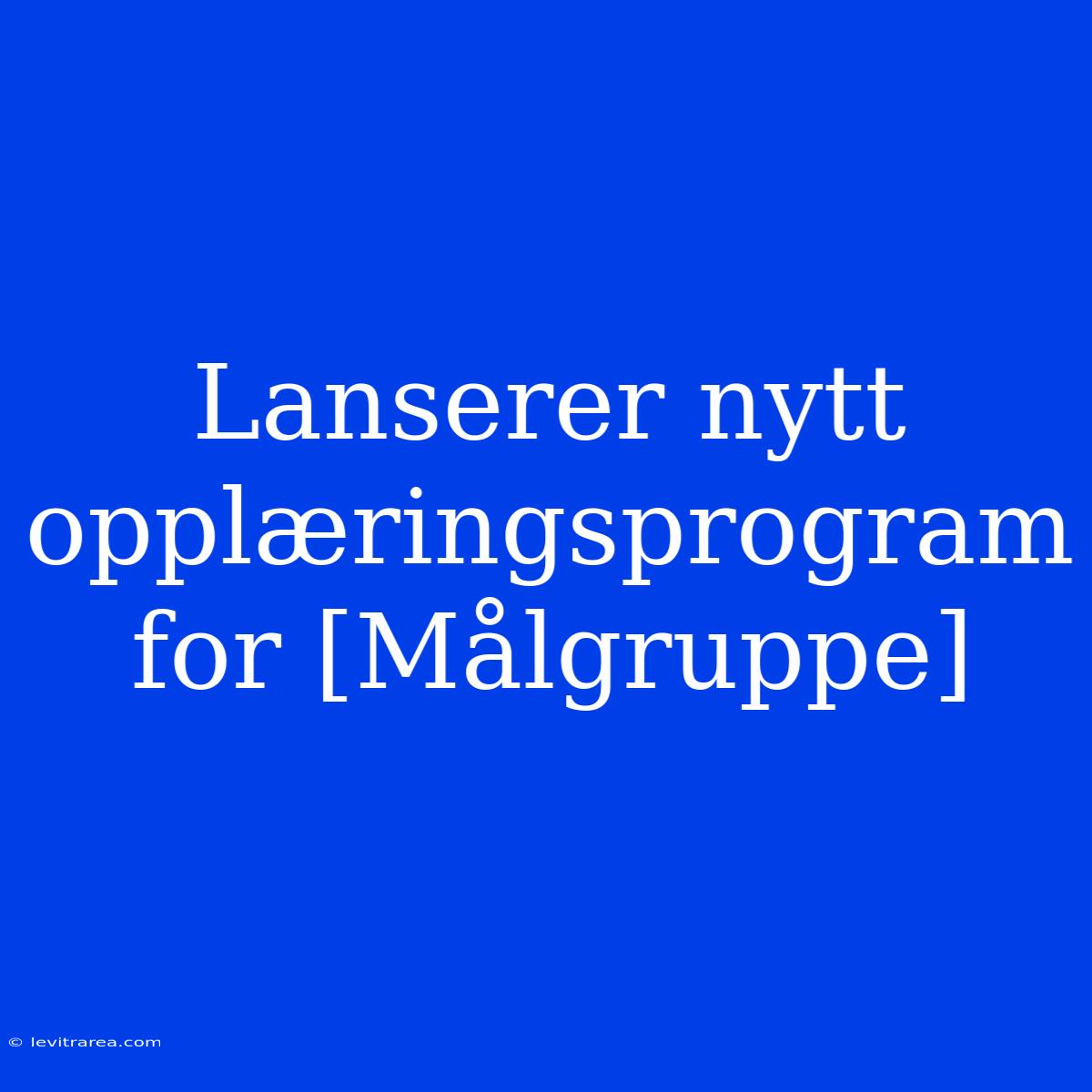 Lanserer Nytt Opplæringsprogram For [Målgruppe]