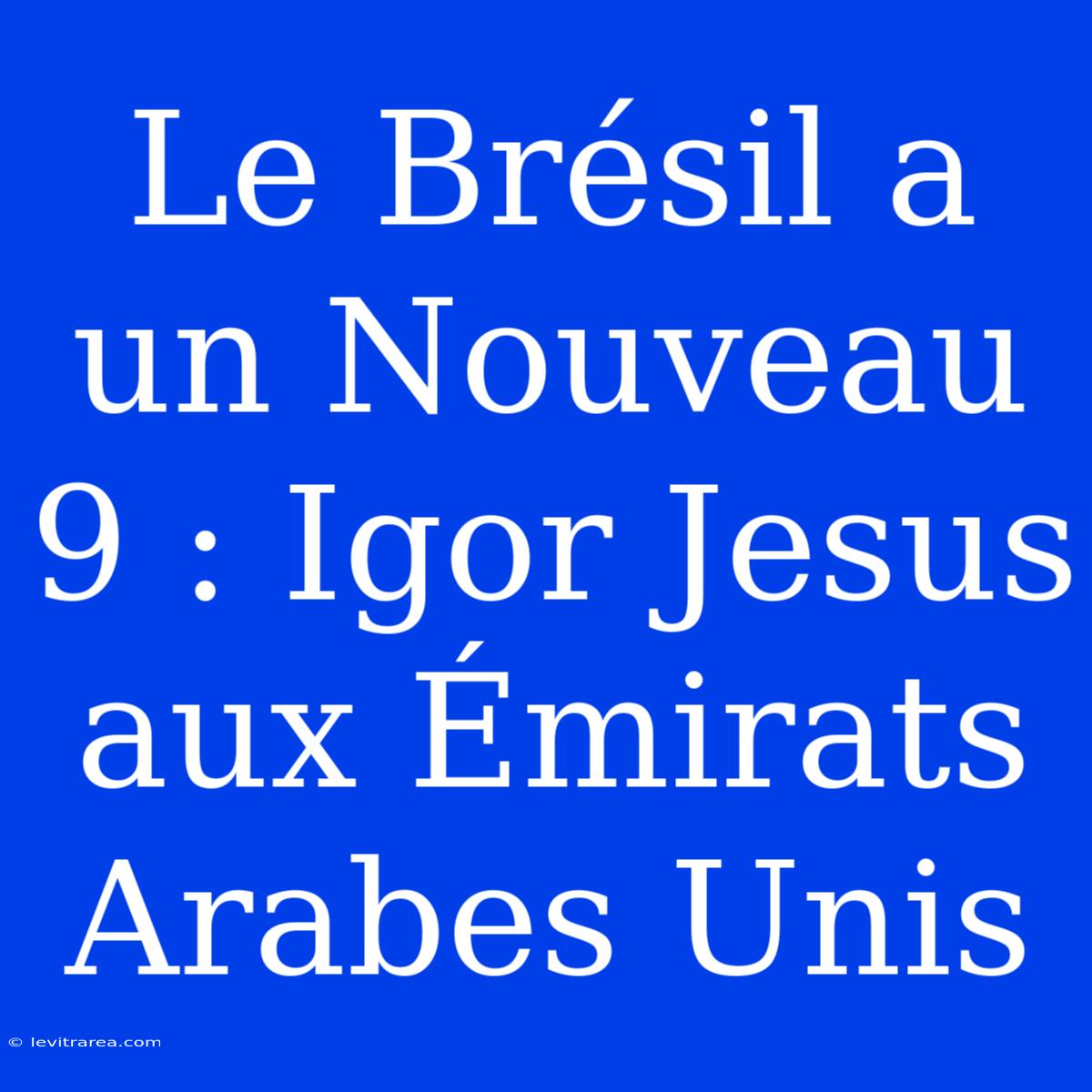 Le Brésil A Un Nouveau 9 : Igor Jesus Aux Émirats Arabes Unis