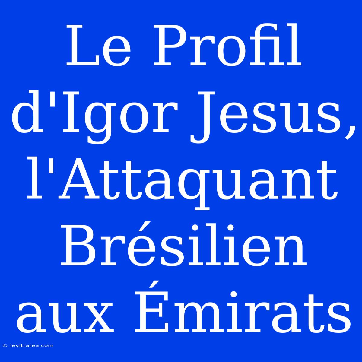 Le Profil D'Igor Jesus, L'Attaquant Brésilien Aux Émirats