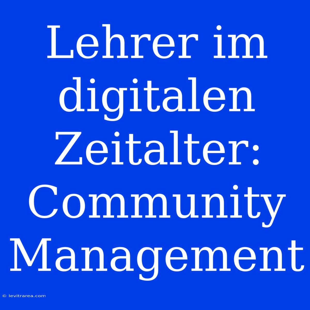 Lehrer Im Digitalen Zeitalter: Community Management