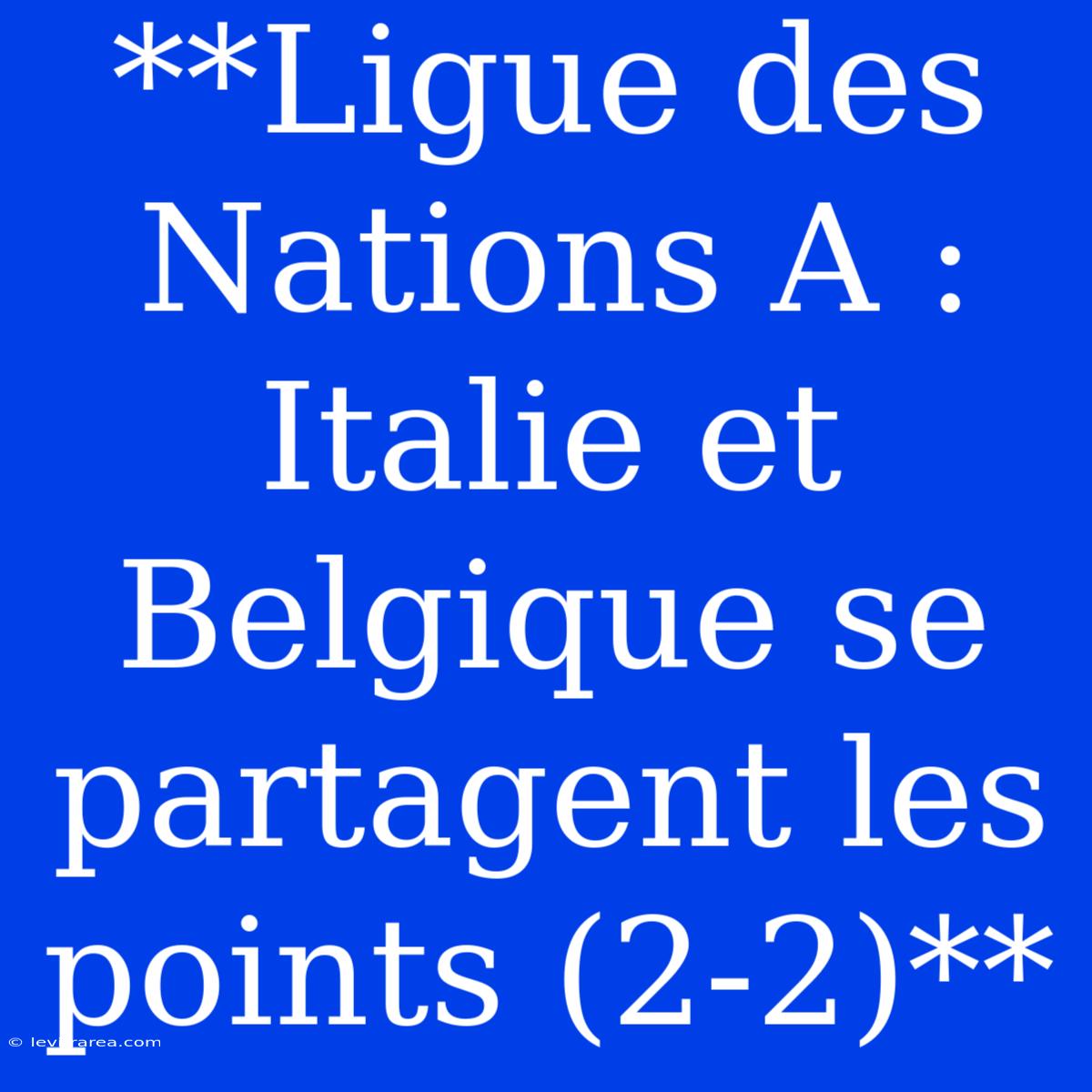 **Ligue Des Nations A : Italie Et Belgique Se Partagent Les Points (2-2)**