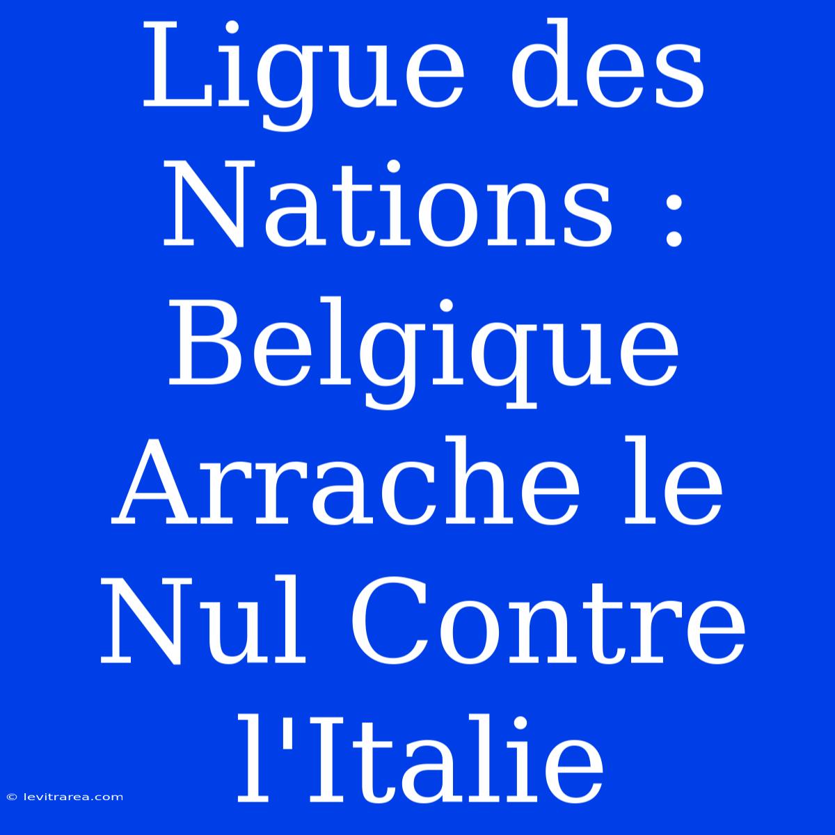 Ligue Des Nations : Belgique Arrache Le Nul Contre L'Italie