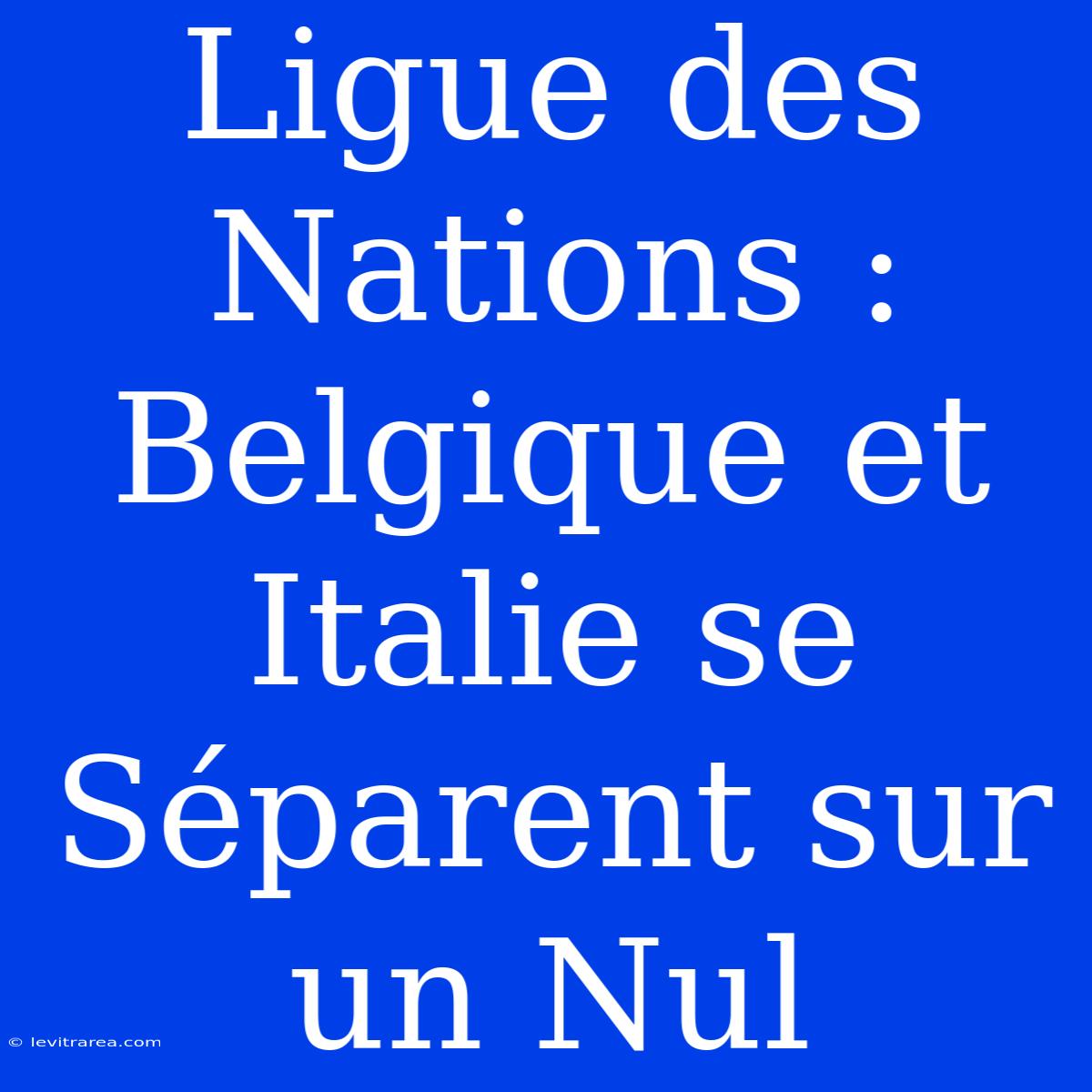 Ligue Des Nations : Belgique Et Italie Se Séparent Sur Un Nul