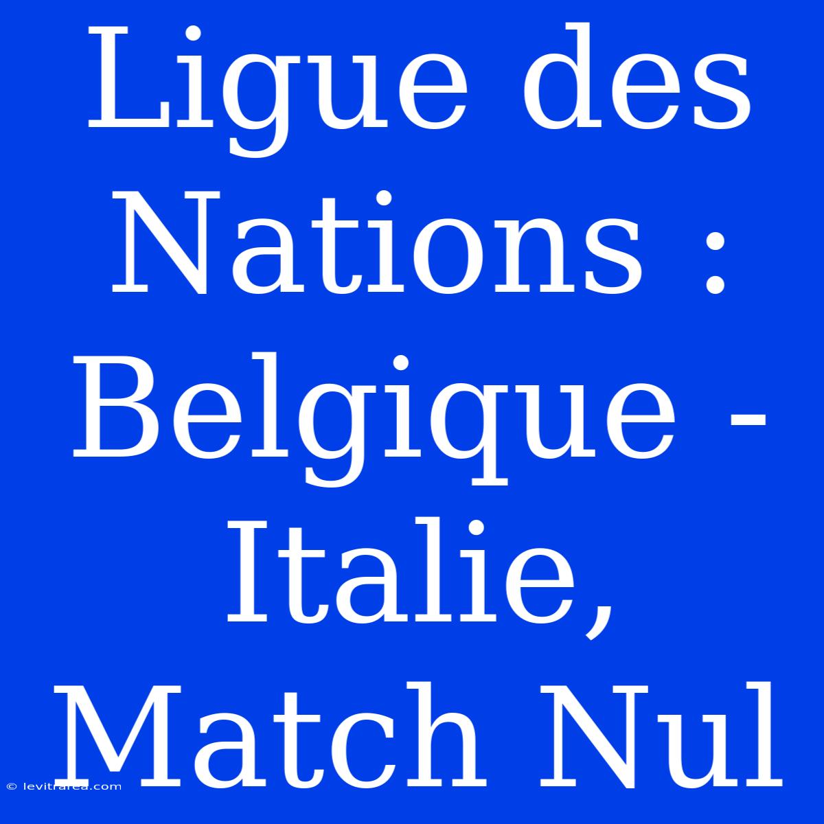 Ligue Des Nations : Belgique - Italie, Match Nul