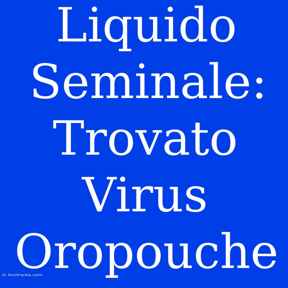 Liquido Seminale: Trovato Virus Oropouche