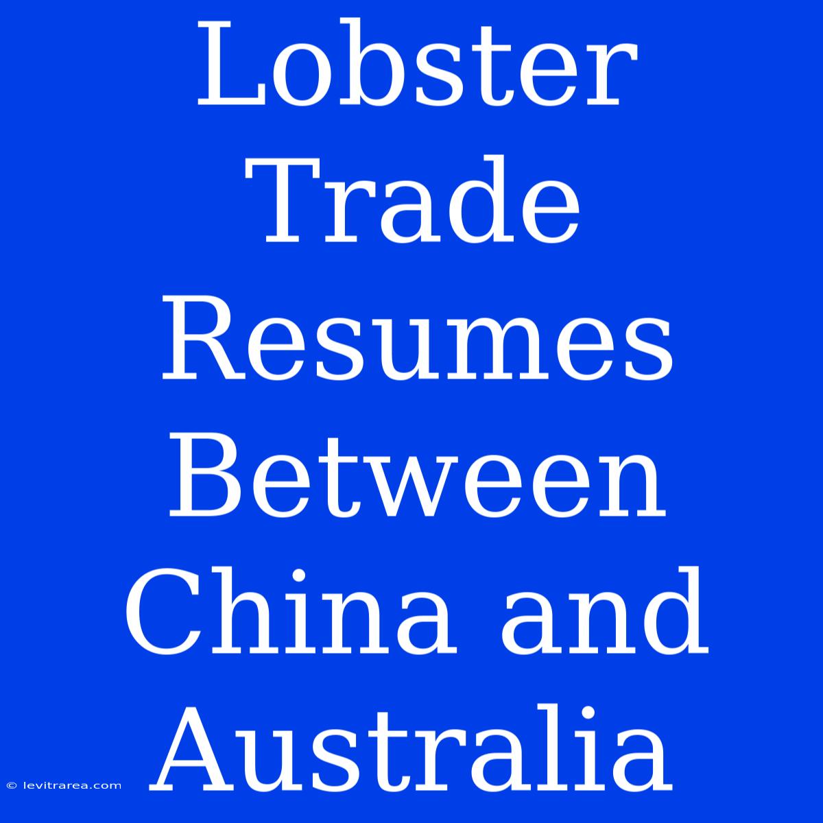 Lobster Trade Resumes Between China And Australia