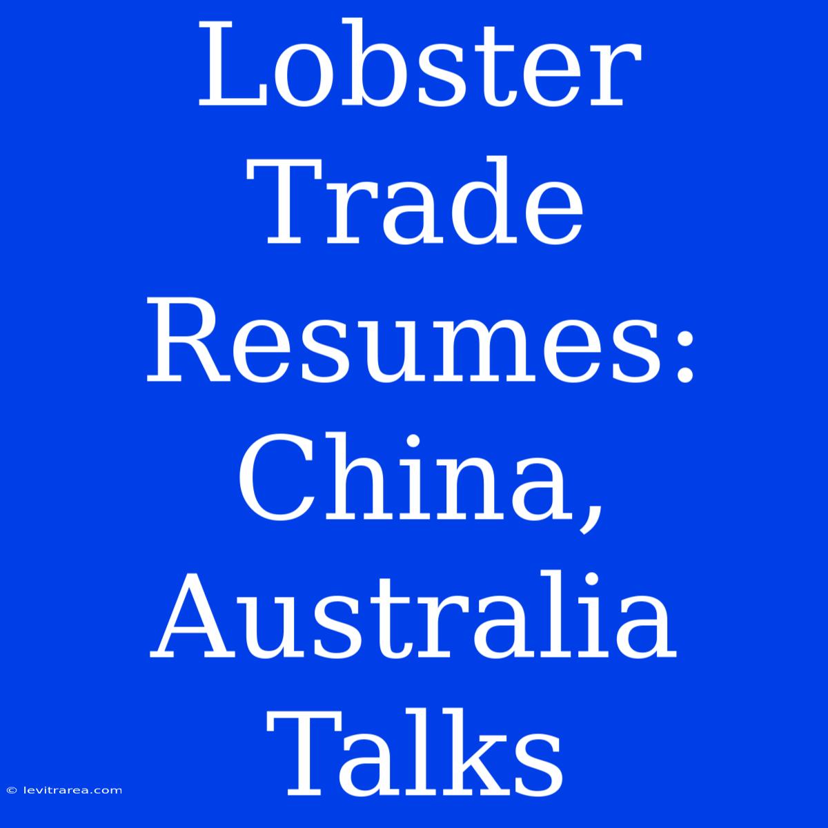 Lobster Trade Resumes: China, Australia Talks