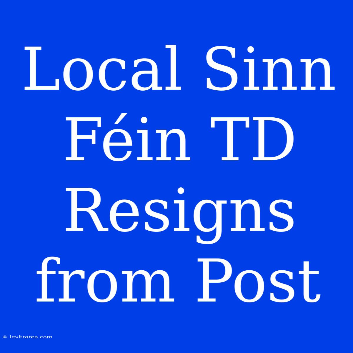 Local Sinn Féin TD Resigns From Post