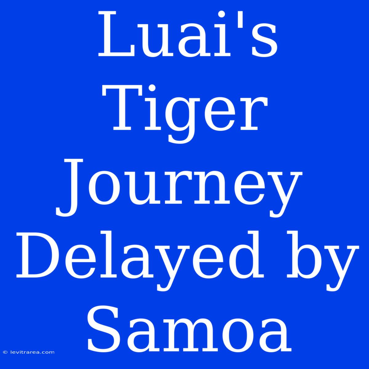 Luai's Tiger Journey Delayed By Samoa