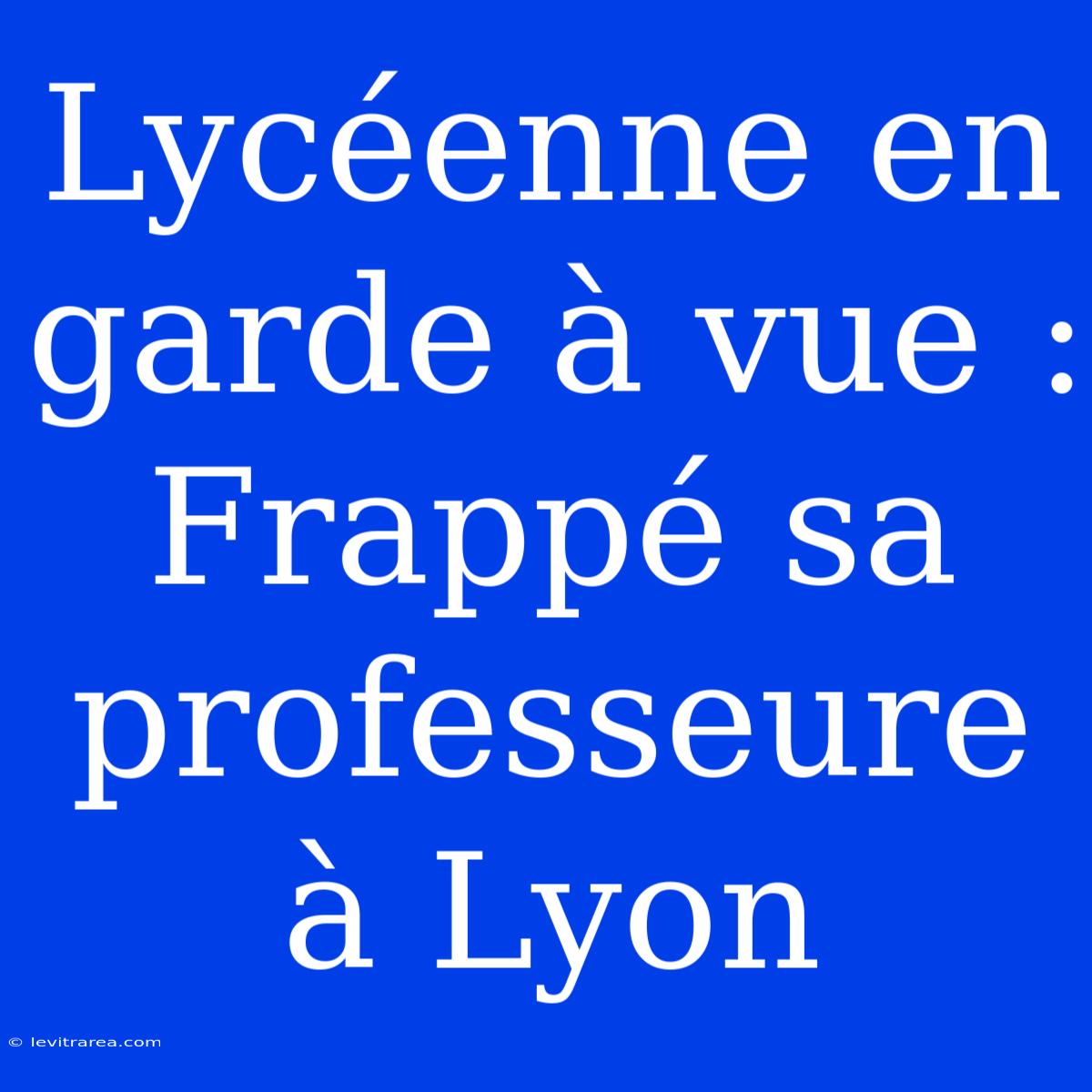 Lycéenne En Garde À Vue : Frappé Sa Professeure À Lyon