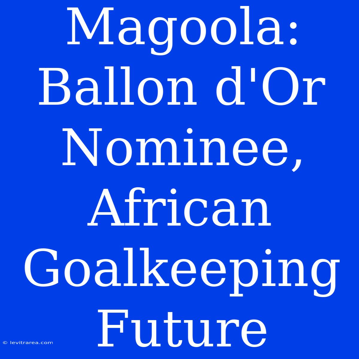 Magoola:  Ballon D'Or Nominee,  African Goalkeeping Future 