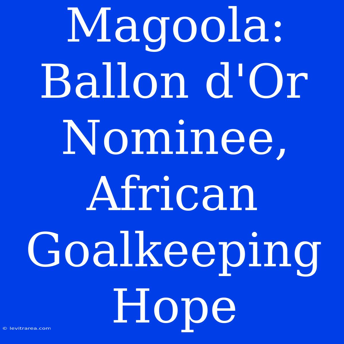 Magoola: Ballon D'Or Nominee, African Goalkeeping Hope