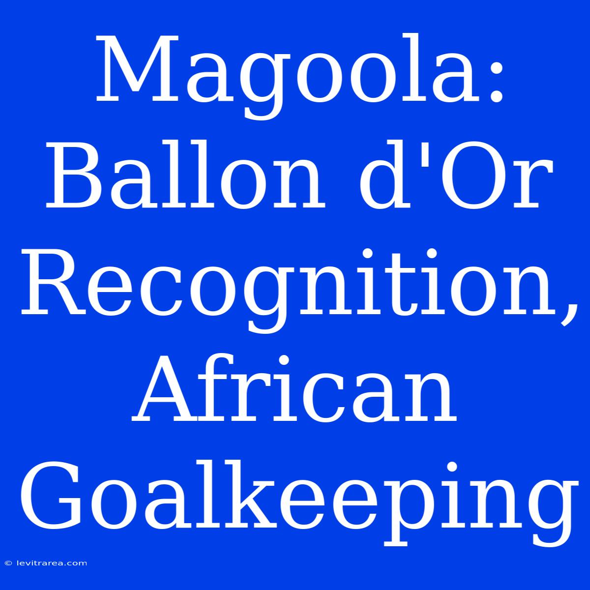 Magoola: Ballon D'Or Recognition, African Goalkeeping