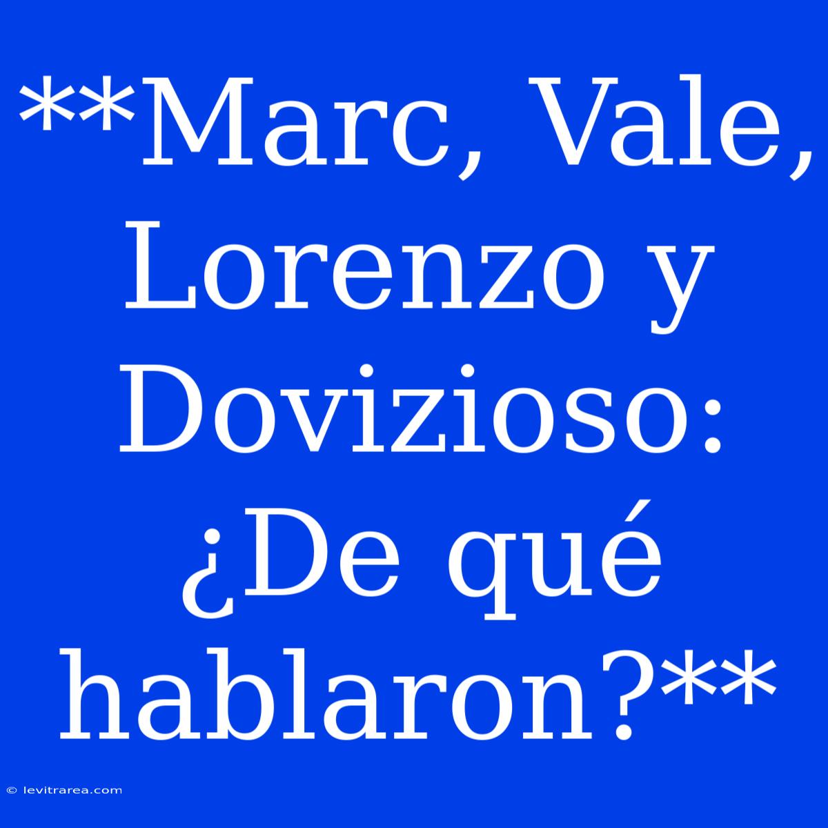 **Marc, Vale, Lorenzo Y Dovizioso: ¿De Qué Hablaron?**