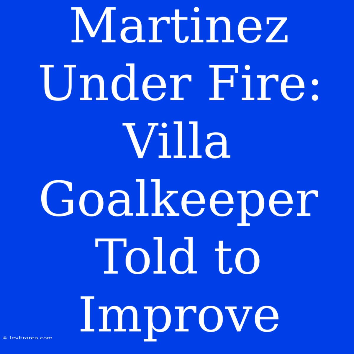 Martinez Under Fire: Villa Goalkeeper Told To Improve 