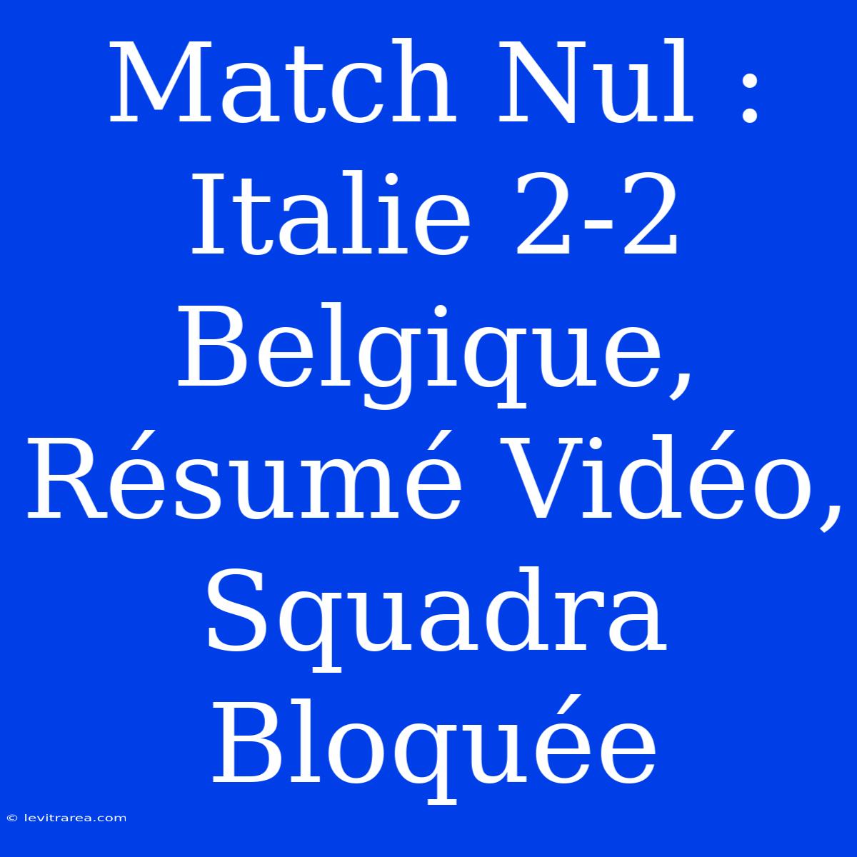 Match Nul : Italie 2-2 Belgique, Résumé Vidéo, Squadra Bloquée