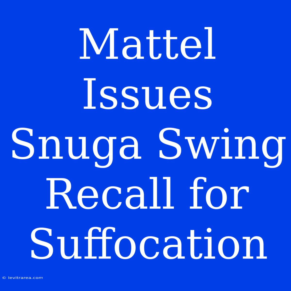 Mattel Issues Snuga Swing Recall For Suffocation