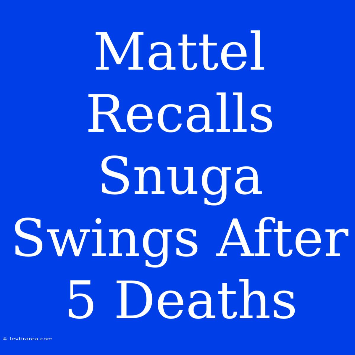 Mattel Recalls Snuga Swings After 5 Deaths