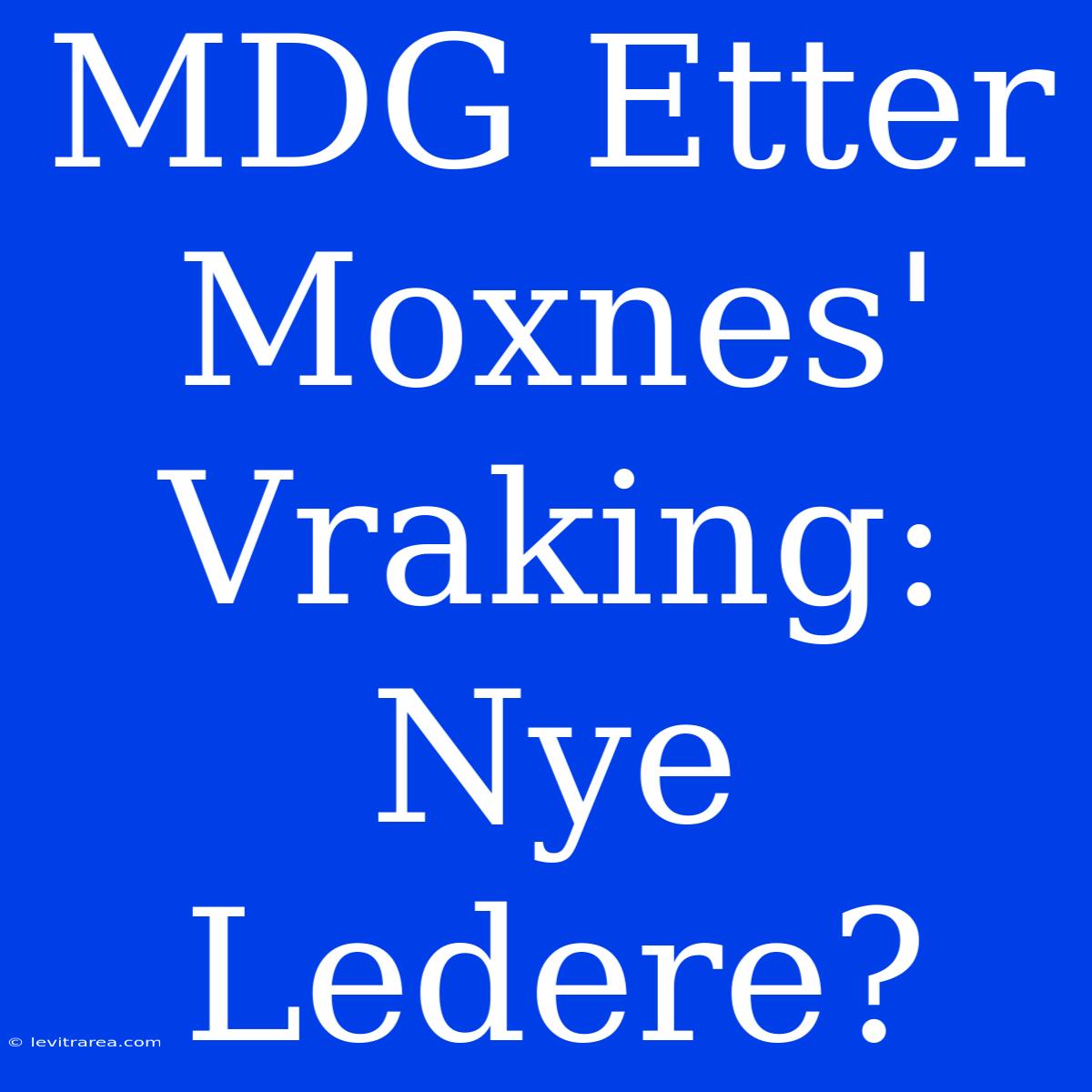 MDG Etter Moxnes' Vraking: Nye Ledere?