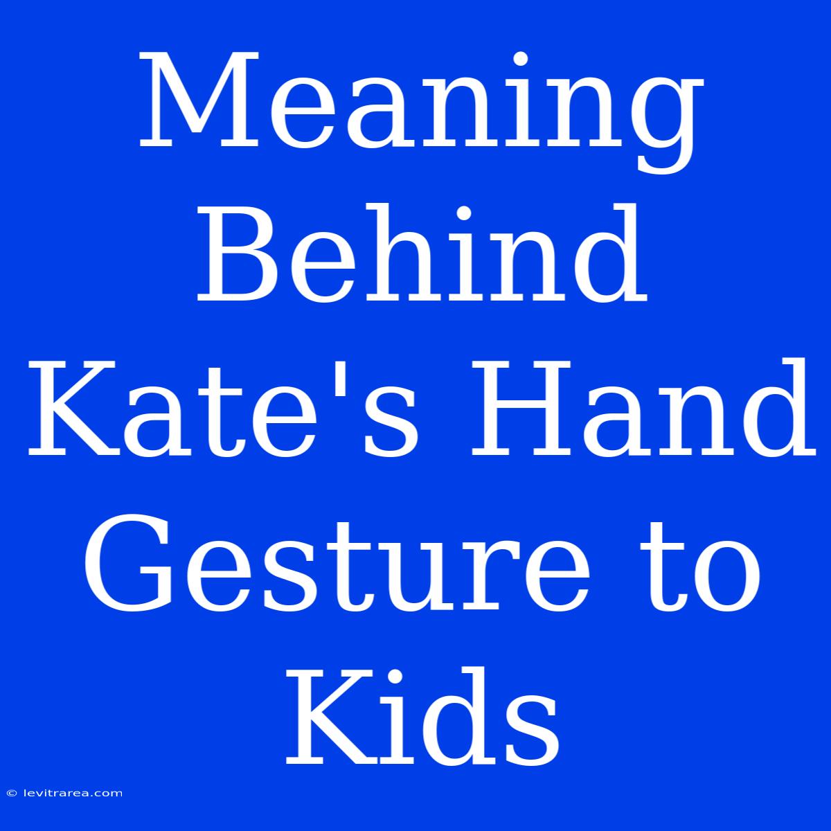 Meaning Behind Kate's Hand Gesture To Kids