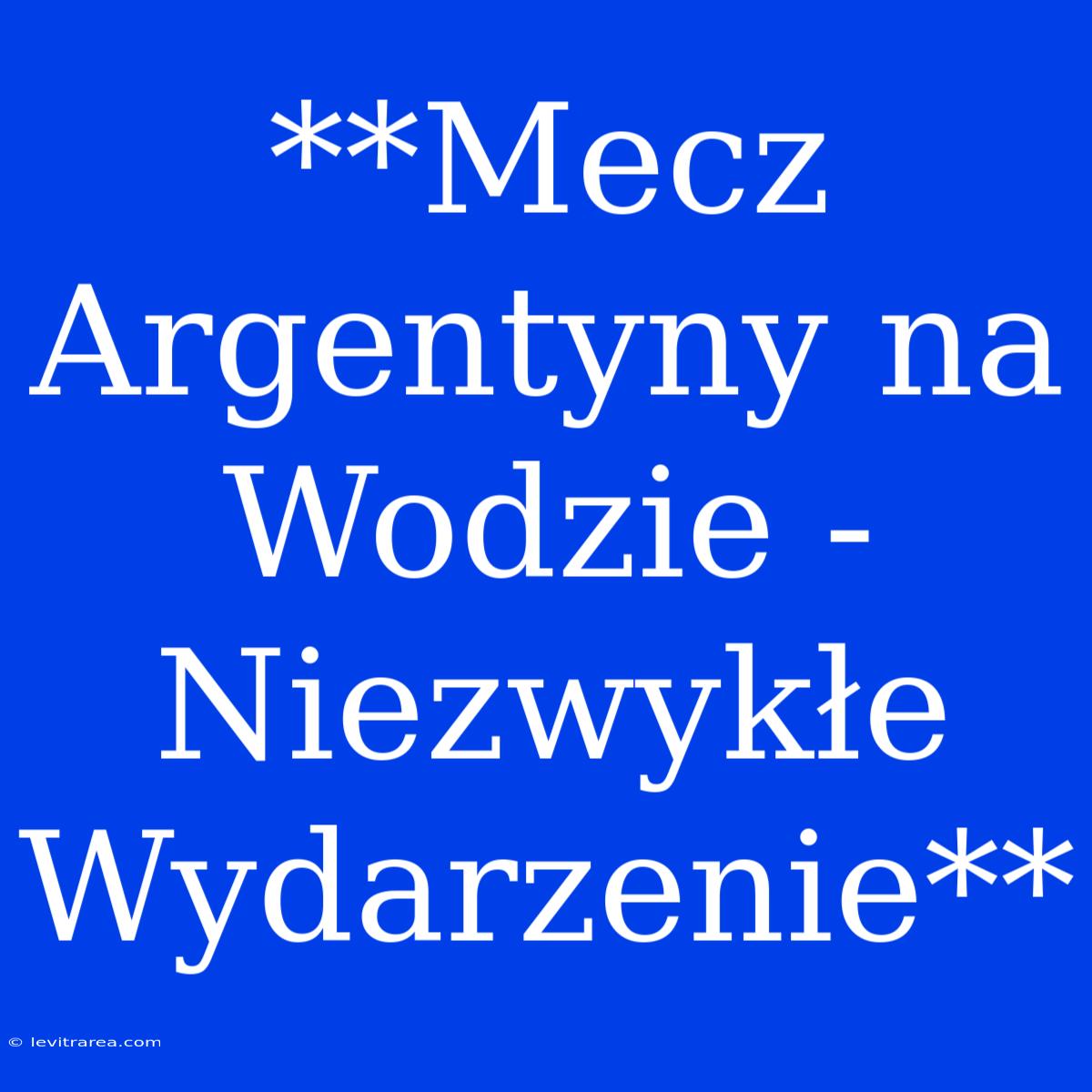 **Mecz Argentyny Na Wodzie - Niezwykłe Wydarzenie**