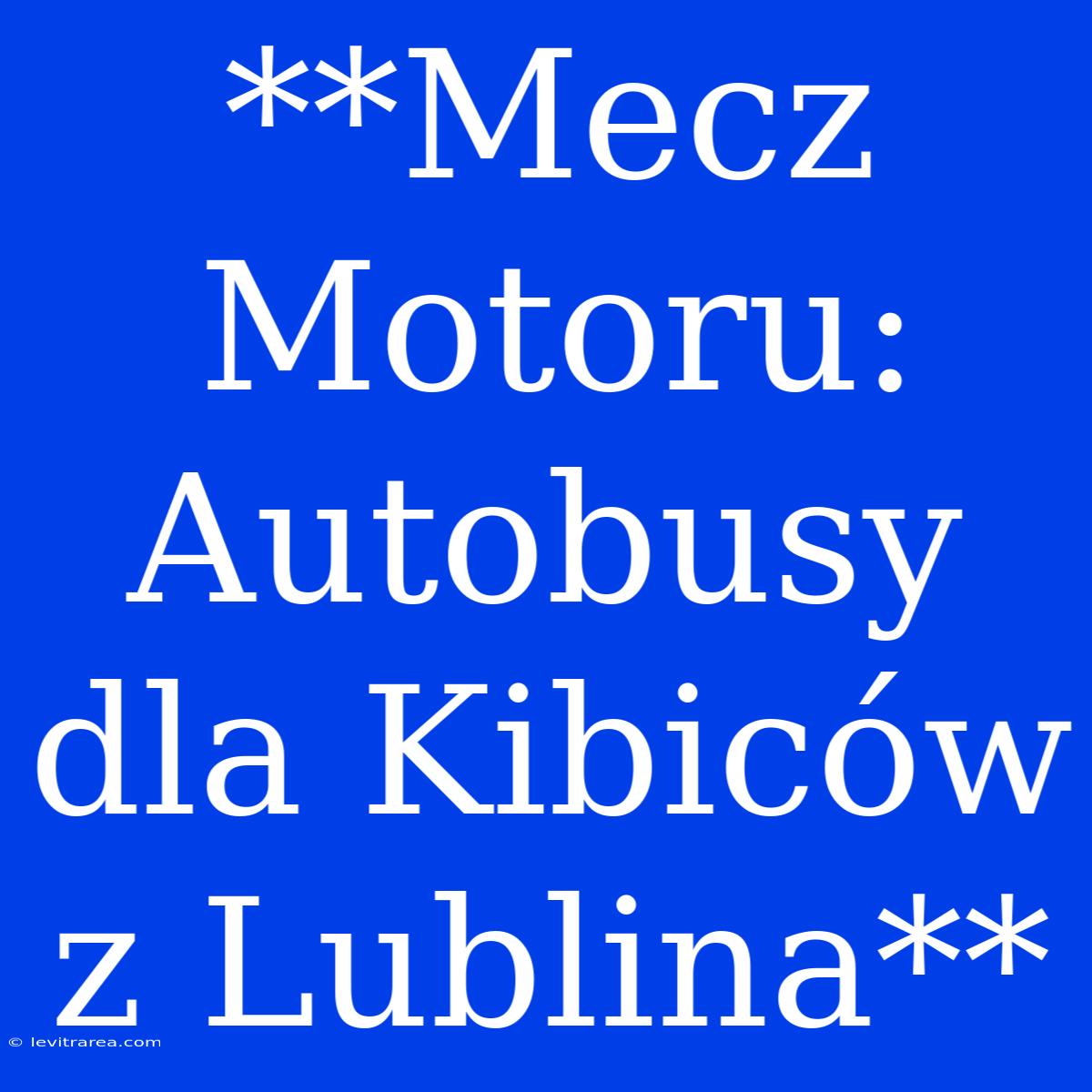 **Mecz Motoru: Autobusy Dla Kibiców Z Lublina**