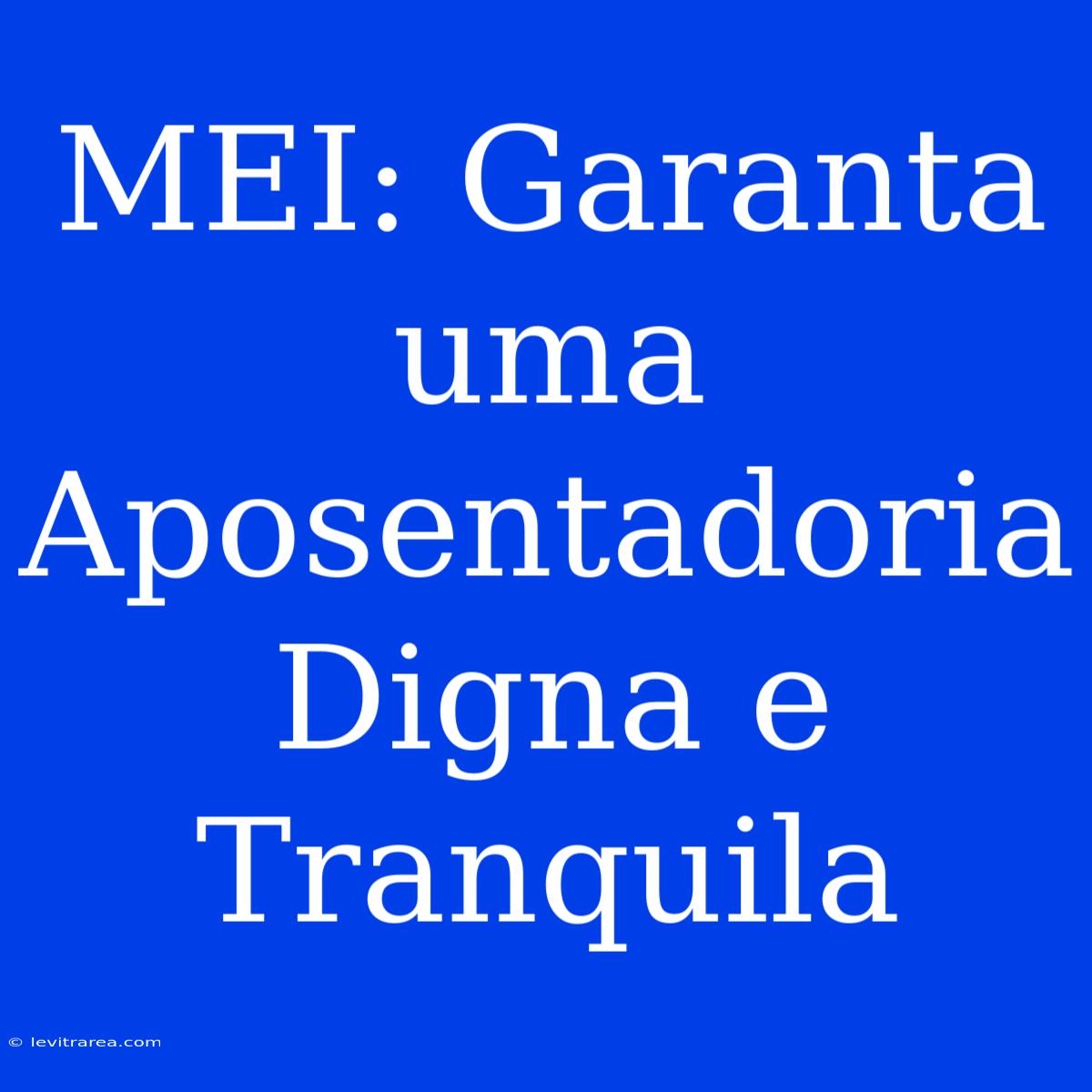 MEI: Garanta Uma Aposentadoria Digna E Tranquila