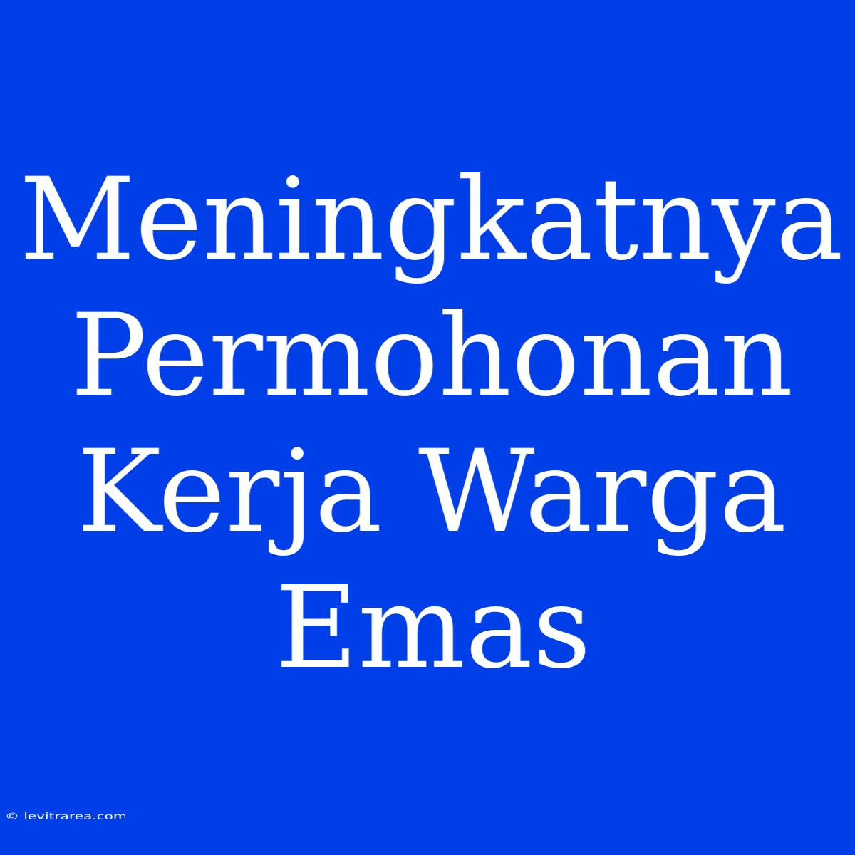 Meningkatnya Permohonan Kerja Warga Emas