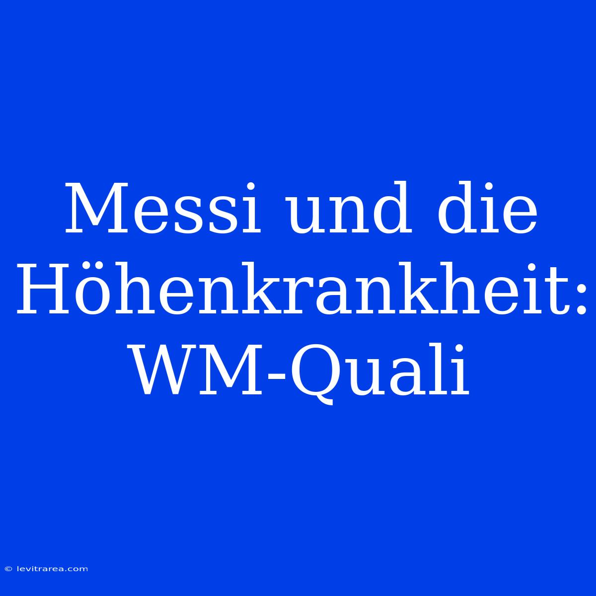 Messi Und Die Höhenkrankheit: WM-Quali