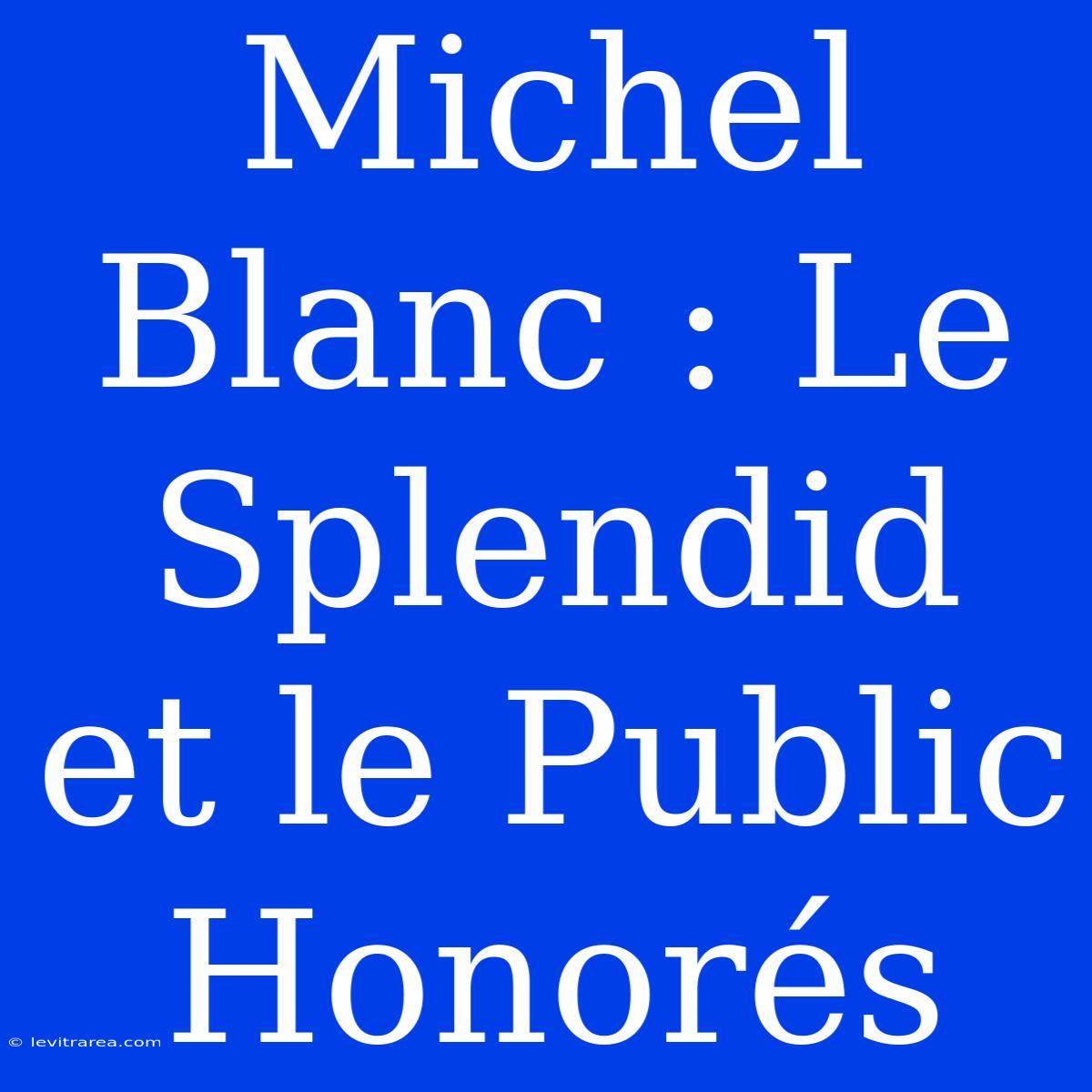 Michel Blanc : Le Splendid Et Le Public Honorés