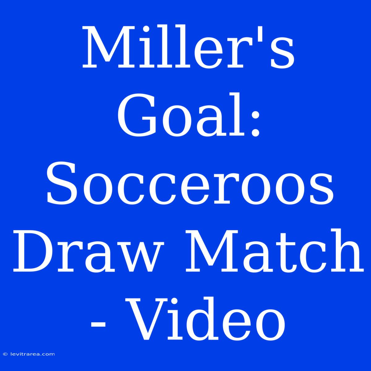 Miller's Goal: Socceroos Draw Match - Video