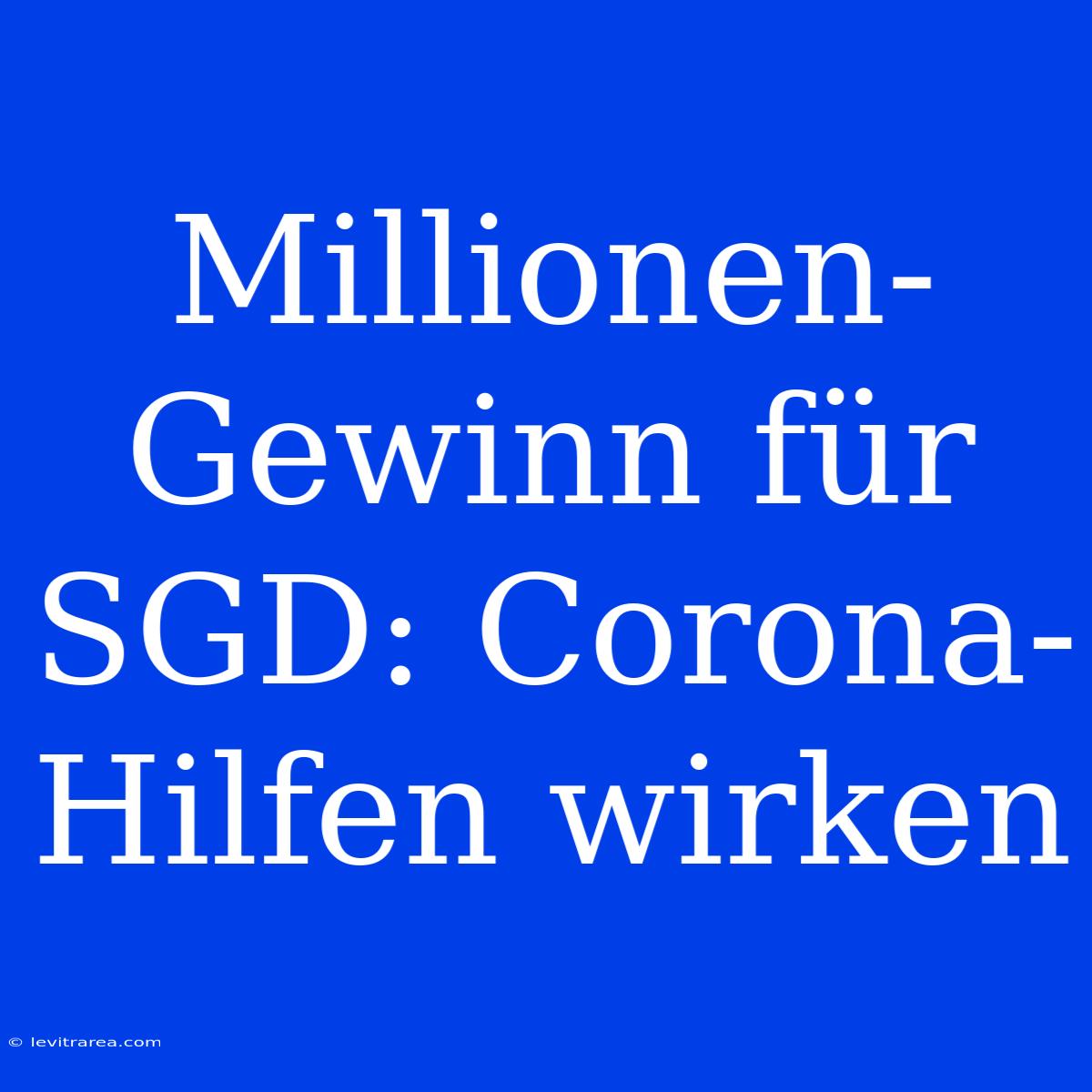 Millionen-Gewinn Für SGD: Corona-Hilfen Wirken